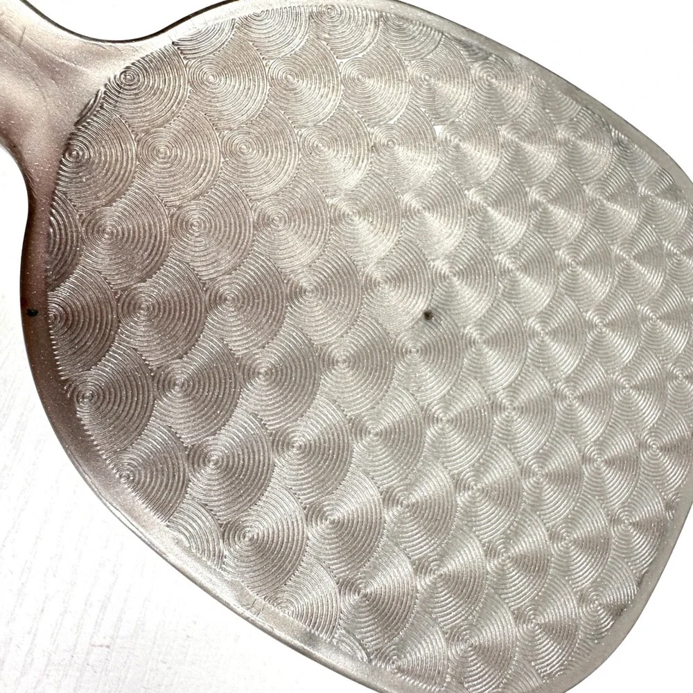 VTG Goody Handheld Mirror Metallic Silver Paddle‎ Textured Back Hanging Hole
